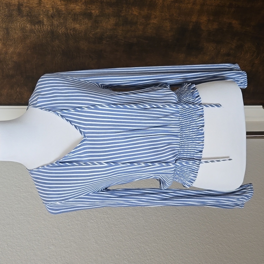 SO Blue and White Striped Long Sleeve Blouse